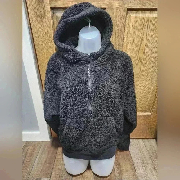 Calvin Klein Performance Tops - Calvin Klein Performance Women's Black Sherpa 1/4 Zip Pullover Cropped Size M